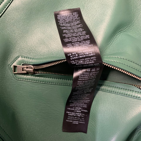 TOM FORD Size 44 Green Leather Zip Up Jacket