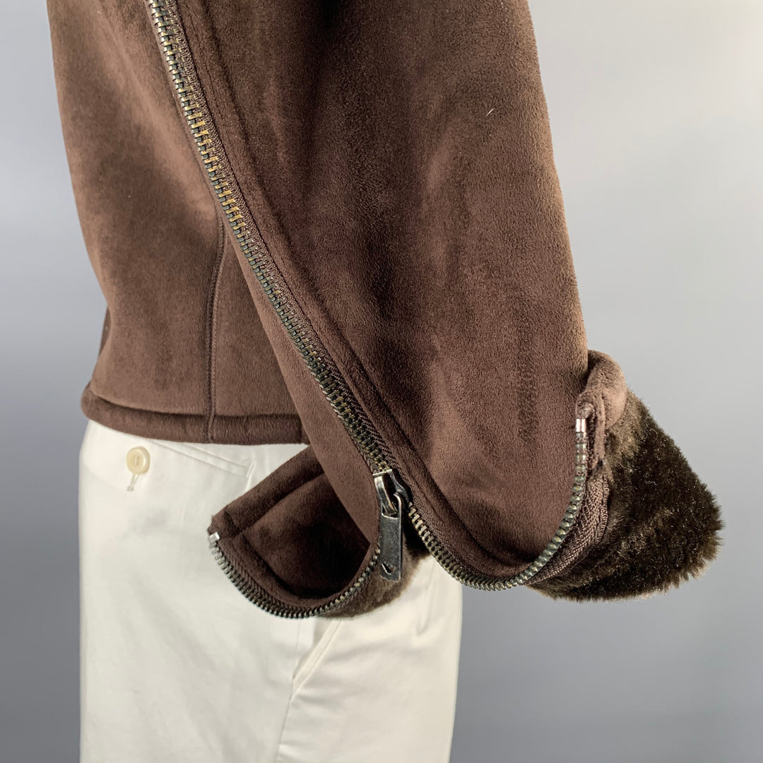 EMPORIO ARMANI Size 40 Brown Polyester Nylon Zip Up Jacket