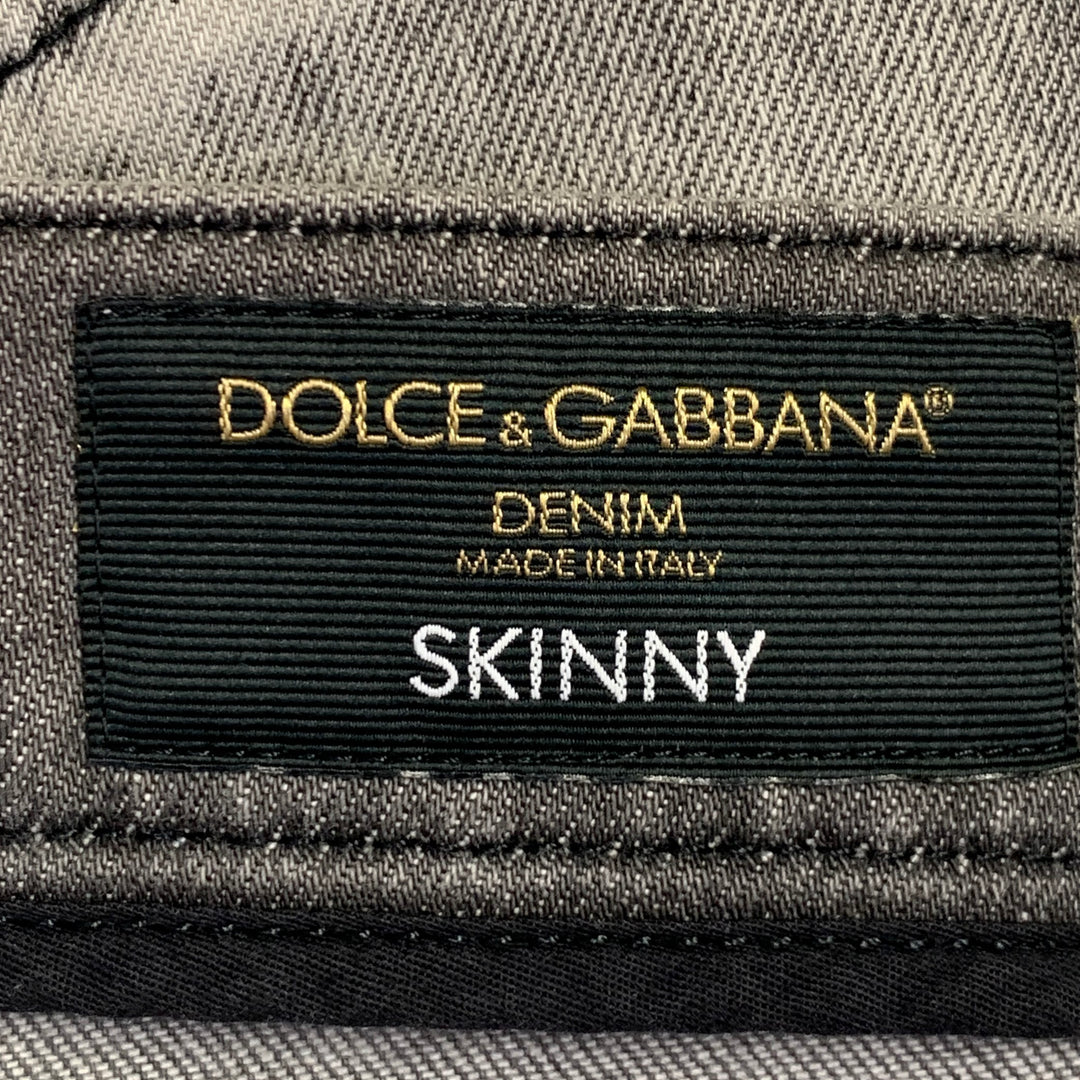 DOLCE & GABBANA Size 30 Grey Cotton Blend Twill Skinny Zip Fly Jeans
