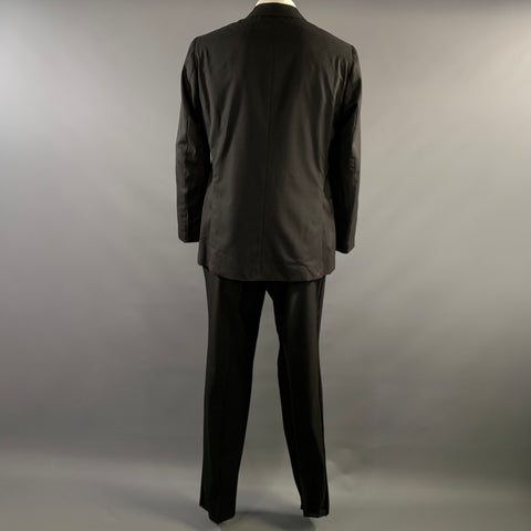 ISAIA Chest Size 46 Black Red Wool Peak Lapel 38 36 Tuxedo