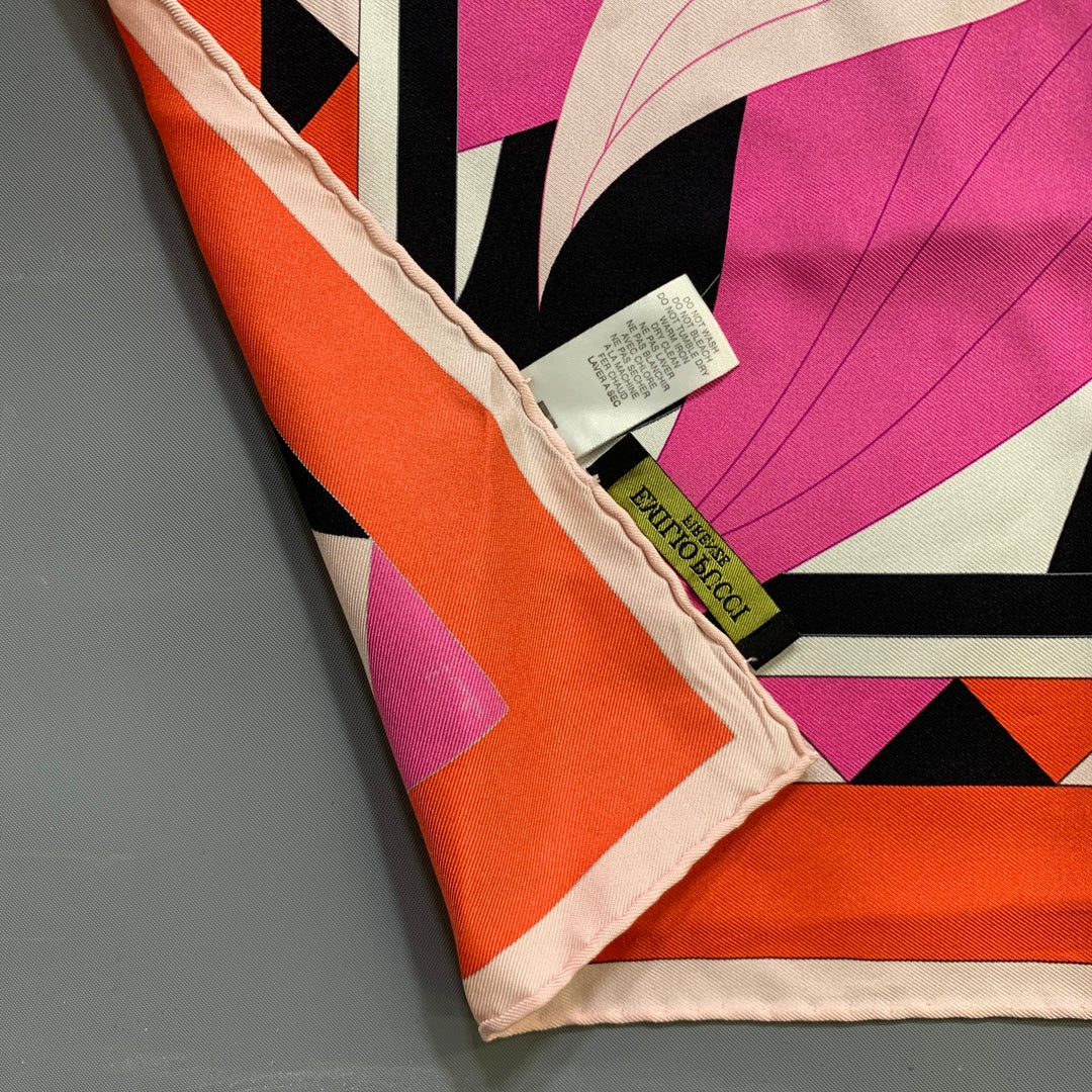 EMILIO PUCCI Pink Orange Silk Scarves & Shawls