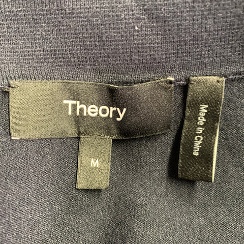 THEORY Size M Goris Navy Viscose Blend Polo Pullover