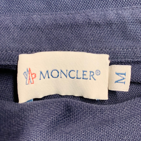 MONCLER Size M Navy Cotton Blend One Pocket Contrast Trim Polo
