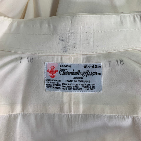 TURNBULL & ASSER Size L Beige Cotton French Cuff Long Sleeve Shirt