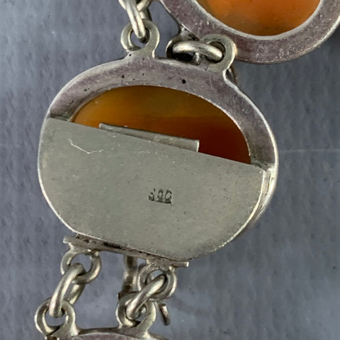 VINTAGE Silver Beige Victorian Cameo Bracelet