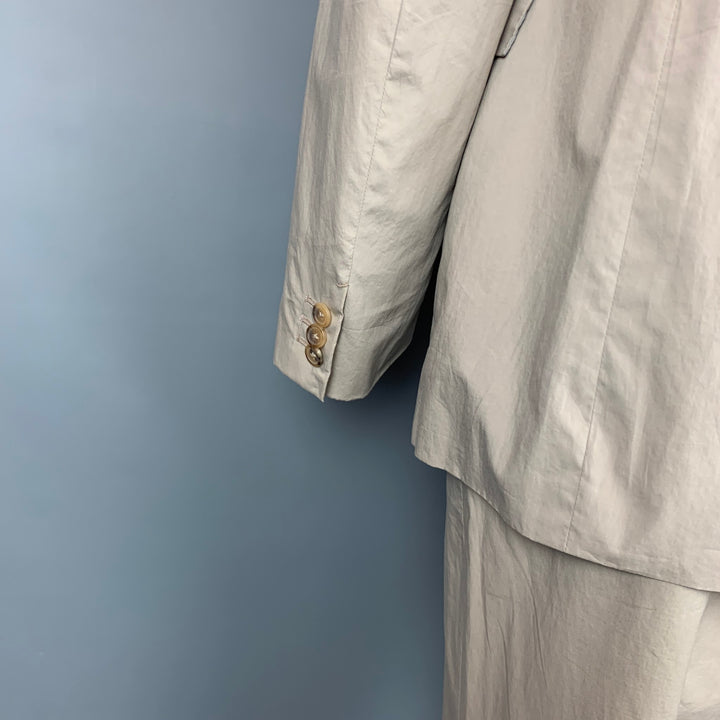 JIL SANDER Size 44 Khaki Cotton Notch Lapel Suit
