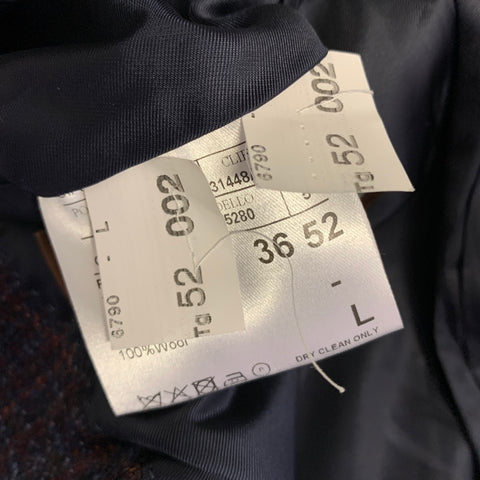 CANALI Size 42 Navy Brown Plaid Wool Notch Lapel Sport Coat