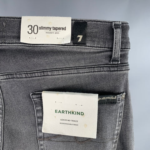 7 FOR ALL MANKIND Size 30 Grey Cotton Blend Tapered Slim Five Pockets Jeans