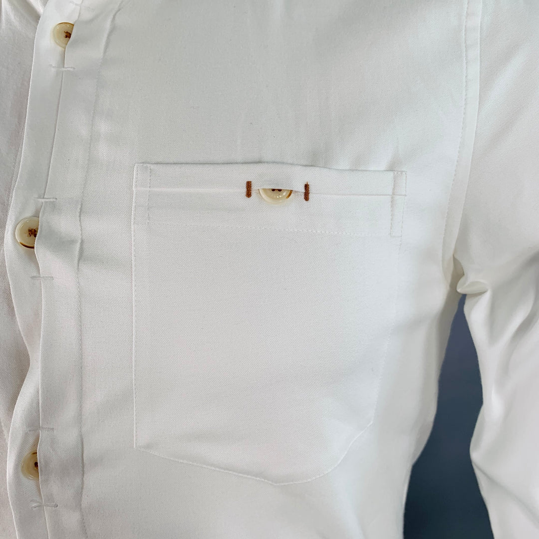 TED BAKER Size XS Brixton White Cotton Blend One Pocket Long Sleeve Shirt