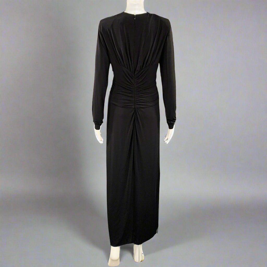 ISABEL MARANT Size 8 Black Viscose Blend Ruched Long Sleeve Dress