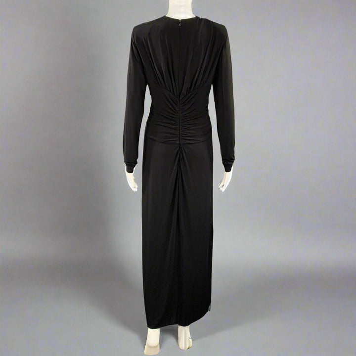 ISABEL MARANT Size 8 Black Viscose Blend Ruched Long Sleeve Dress