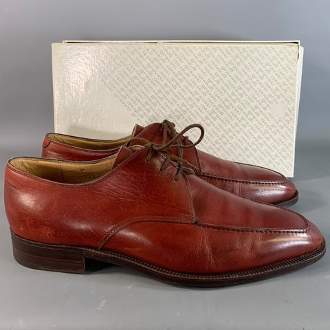 GRAVATI Size 9.5 Burgundy 16609 Solid Leather Derby Lace Up Shoes