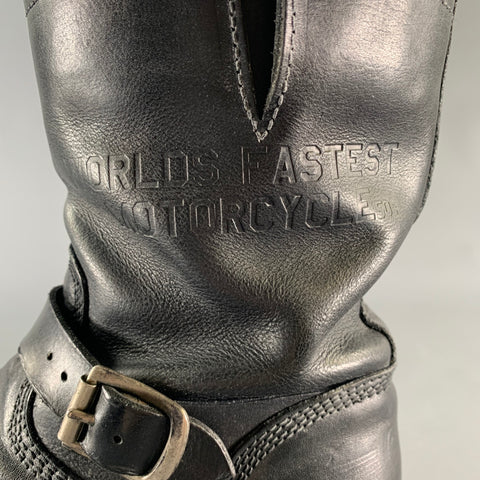 PAUL SMITH Size 8 Black Leather Belted Boots