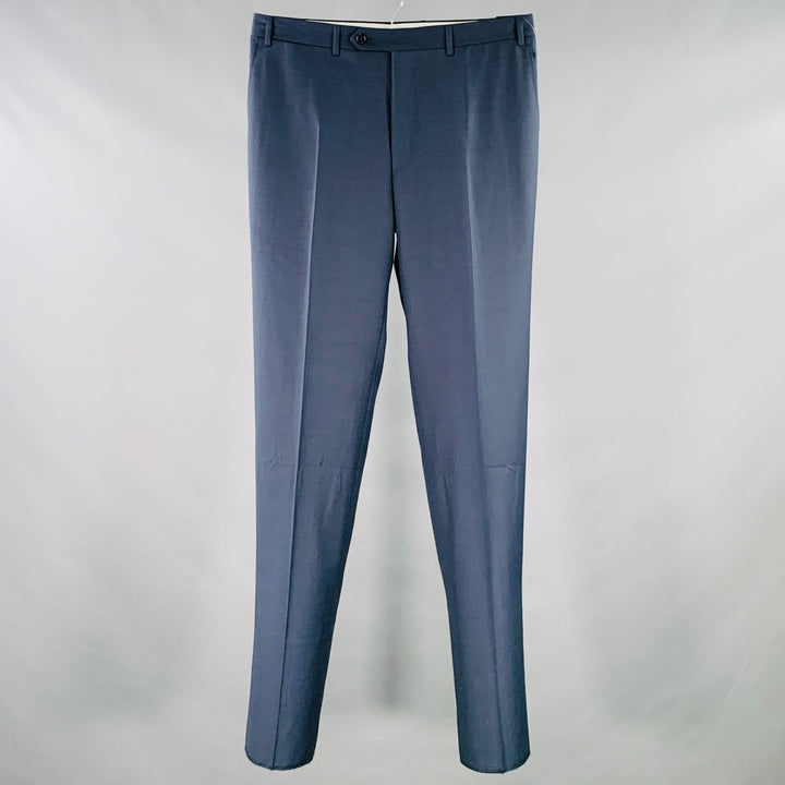 CANALI Size 34 Navy Wool Flat Front Dress Pants