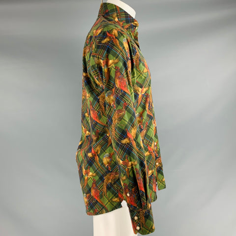 PHINEAS COLE Size M Green Multi Color Plaid Cotton Button Up Long Sleeve Shirt