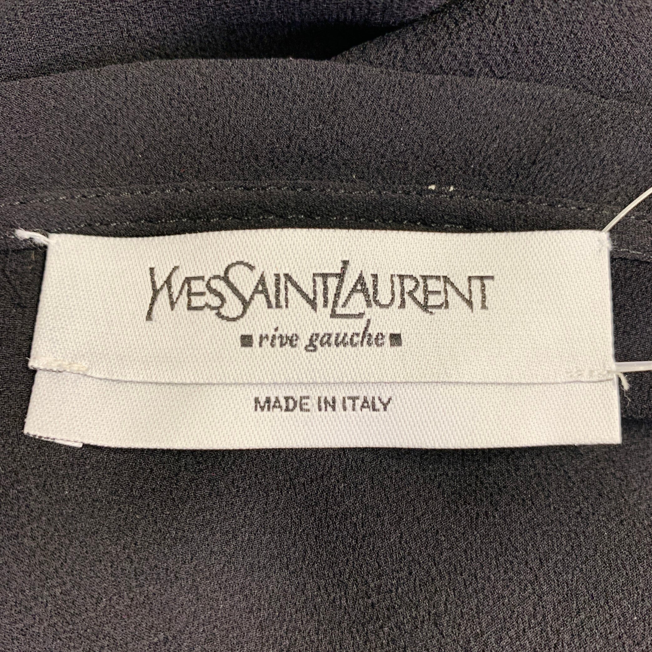 YVES SAINT LAURENT Size M Black Silk Sheer Extra Long Sleeve