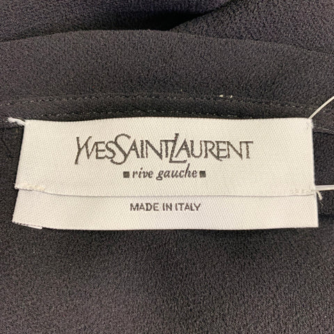 YVES SAINT LAURENT Size M Black Silk Sheer Extra Long Sleeve Casual Top