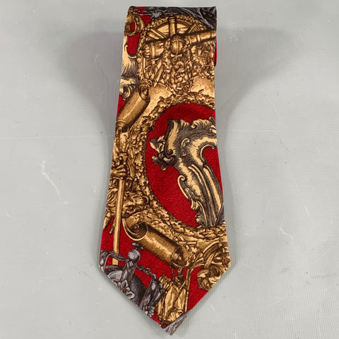 GIANFRANCO FERRE Burgundy Grey Brown Baroque Silk Tie