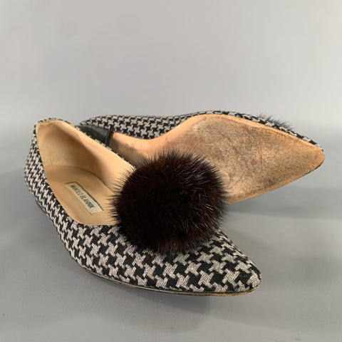 MANOLO BLAHNIK Size 8.5 Houndstooth Ballerina Flats