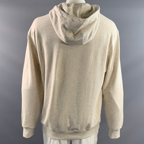 PRADA Size L Beige Logo Cotton Hooded Sweatshirt