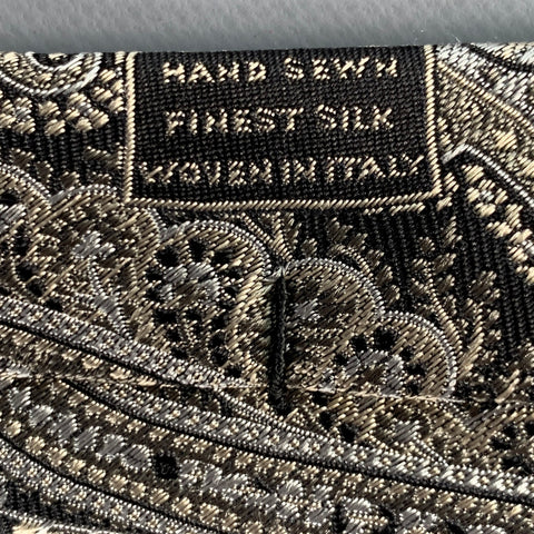 ROBERT TALBOTT Black Silver Paisley Silk Tie