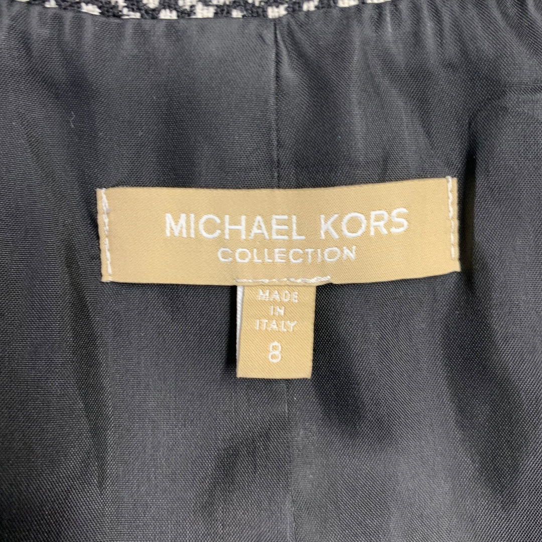 MICHAEL KORS COLLECTION Size 8 Black White Wool Blend Tweed Dress Jacket Set