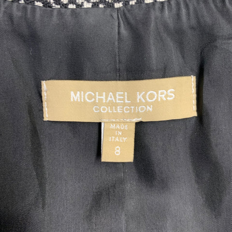MICHAEL KORS COLLECTION Size 8 Black White Wool Blend Tweed Dress Jacket Set