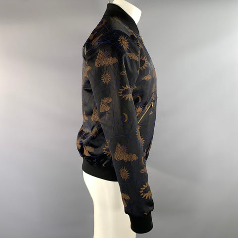 SCOTCH AND SODA Size S Black Navy & Gold Sun Polyester Blend Zip Up Jacket