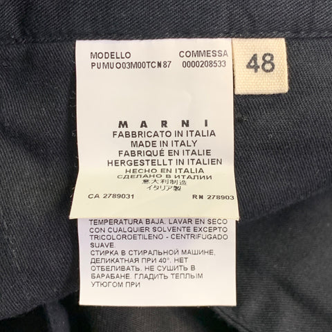 MARNI Size 32 Black Twill Cotton Belted Casual Pants