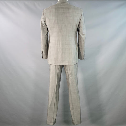 BRIONI Size 42 Regular Grey Black Glenplaid Wool Silk Blend Peak Lapel Suit