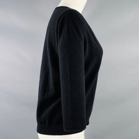 JIL SANDER Size M Black Cashmere Knit V-Neck Pullover