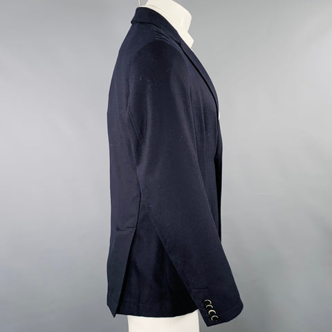 BARENA Taille 38 Blazer en laine mélangée bleu marine à revers crantés