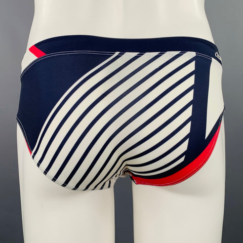 CHARLIE Size S Navy White Red Stripe Nylon Blend Speedo