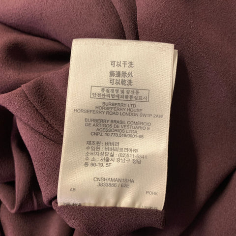 BURBERRY Size 6 Burgundy Polyester V Neck Knee-Length Cocktail Dress