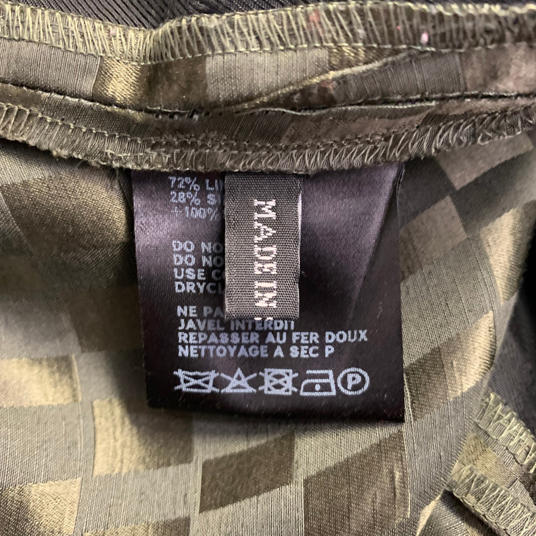 HAIDER ACKERMANN Size 32 Olive Checkered Linen Silk Cropped Casual Pants