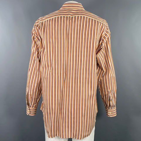 ETRO Size XXL Orange Multi Color Stripe Long Sleeve Shirt