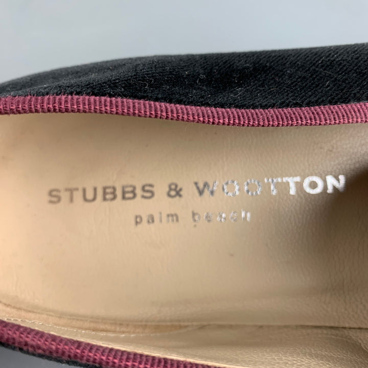 STUBBS & WOOTTON Size 9.5 Black Velvet Slip On Loafers