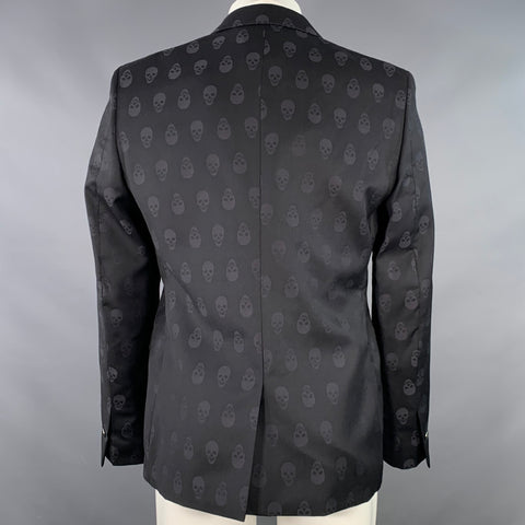THE KOOPLES Size 40 Black Skull Wool Notch Lapel Sport Coat