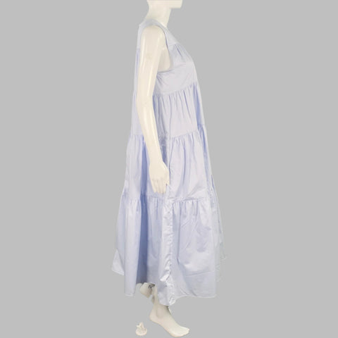 CO Size XS Blue Light Cotton Tiered Sleeveless Dress