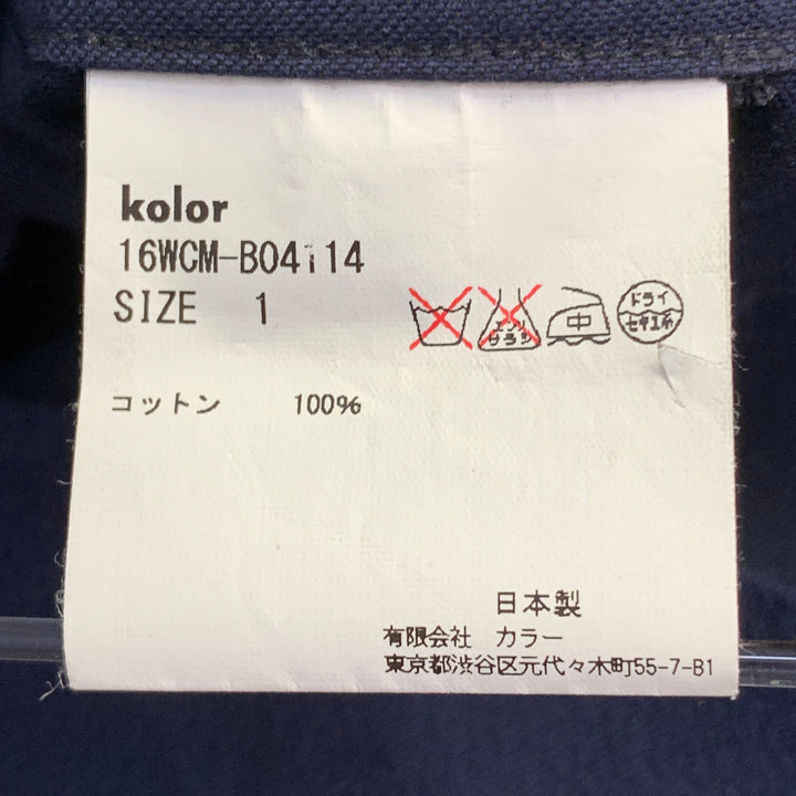 KOLOR Size S Navy Gold Cotton Contrast Trim Long Sleeve Shirt