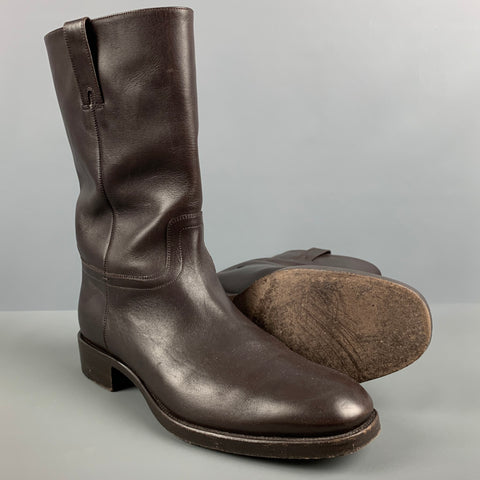 TOM FORD Size 10.5 Brown Leather Pull On Boots