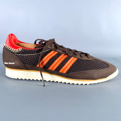 WALES BONNER Size 12 Brown Orange Mesh Nylon Lace-Up Sneakers