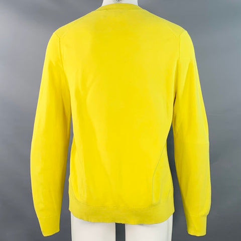 THEORY Size M Yellow Viscose Blend Knit Crew Neck Pullover