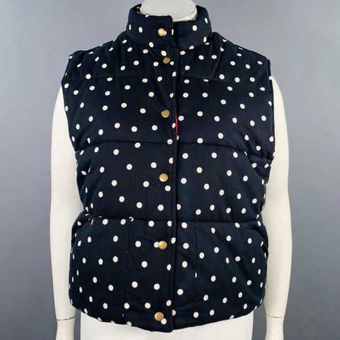 CLARE V. Size XL Black White Polka Dot Cotton Sleeveless Reversible Vest
