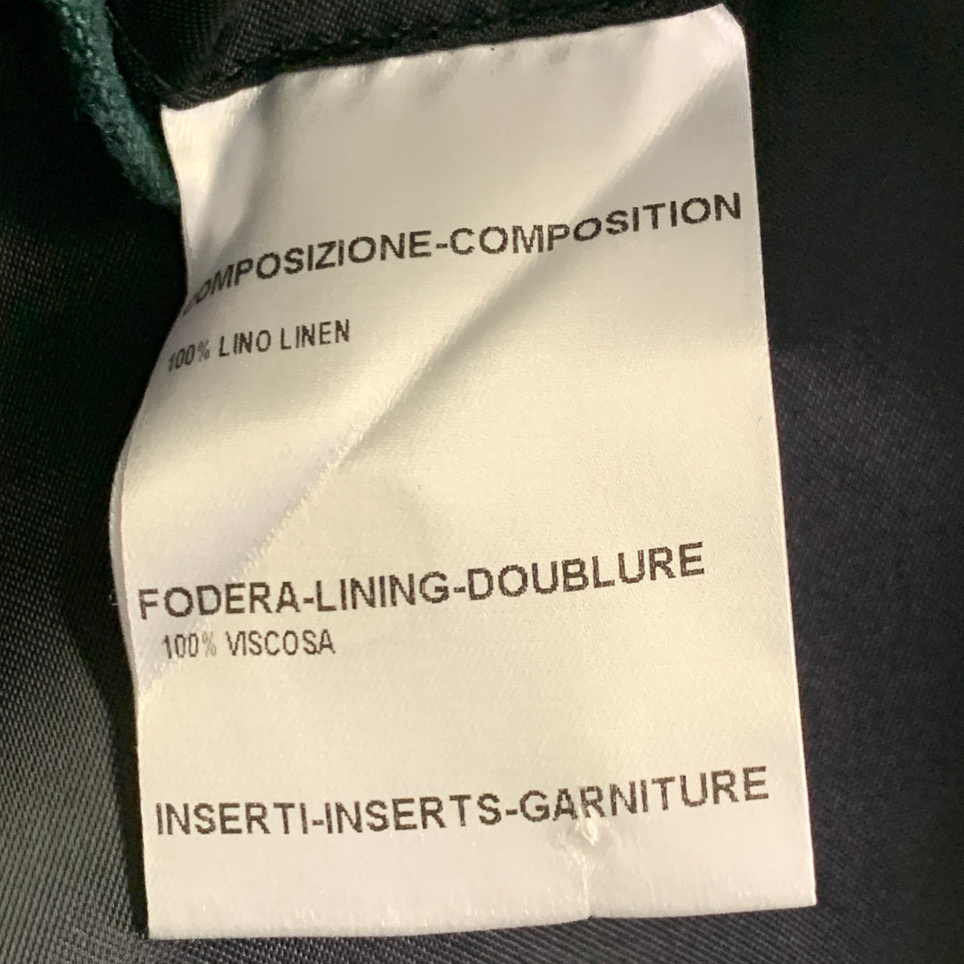 BURBERRY PRORSUM SS15 Size 44 Green Linen Double Breasted Coat