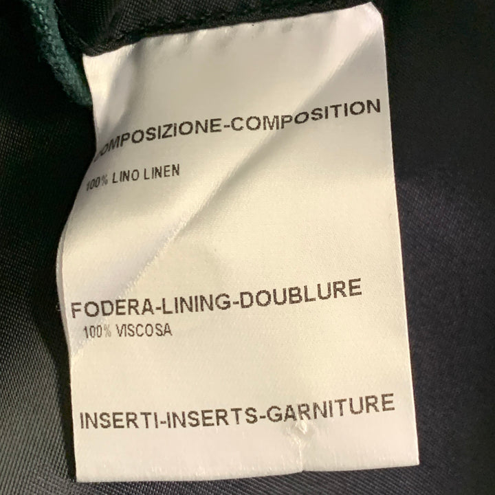 BURBERRY PRORSUM SS15 Size 44 Green Linen Double Breasted Coat