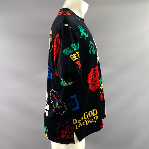 MASTERMIND JAPAN Size M Black Multi Color Graphic Cotton  Polyester T Shirt