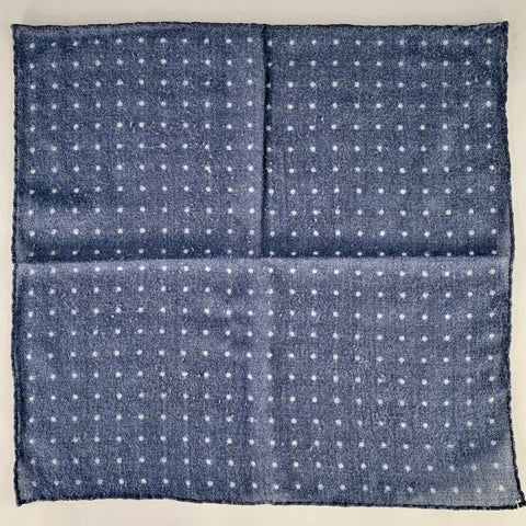 BRUNELLO CUCINELLI Navy White Polka Dot Pocket Square
