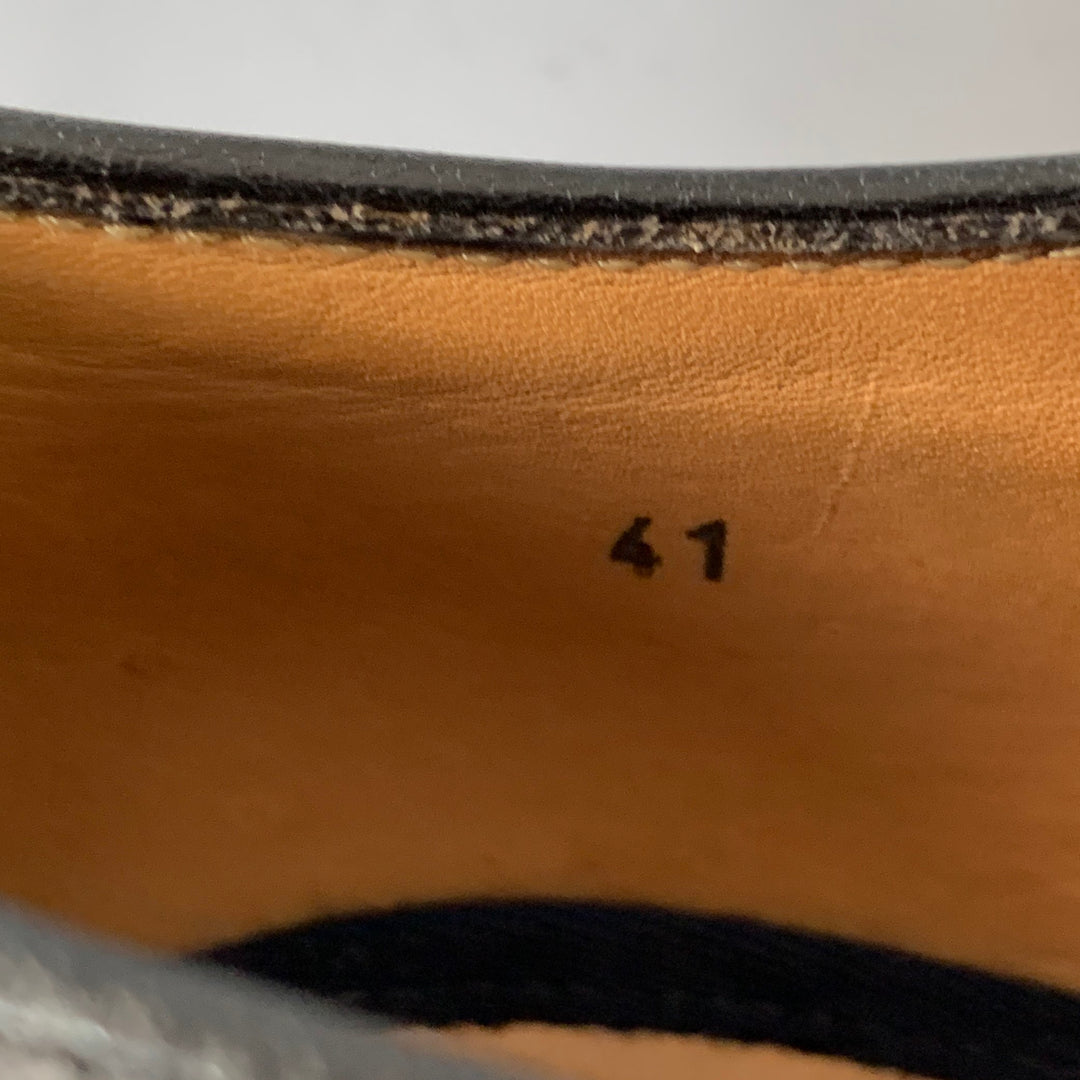 BRUNELLO CUCINELLI Size 8 Black Leather Cap Toe Derby Lace-Up Shoes