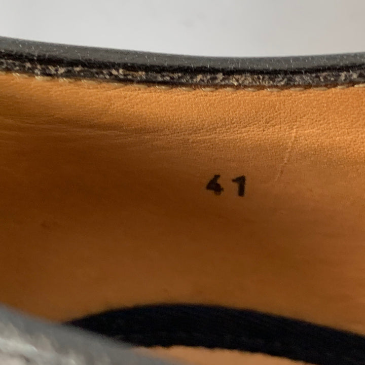 BRUNELLO CUCINELLI Size 8 Black Leather Cap Toe Derby Lace-Up Shoes